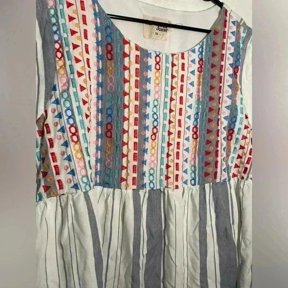 Savanna Jane Multicolor Striped Embroidered Cap Sleeves Tunic Blouse Top Size 2X - Picture 2 of 8